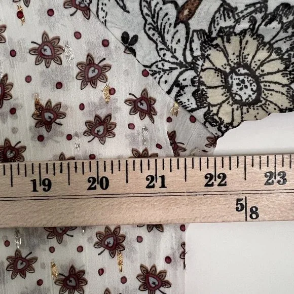 NWT Figueroa & Flower size XL Blouse Patterned with Gold/Silver Dots Flowy Boho - Picture 8 of 9